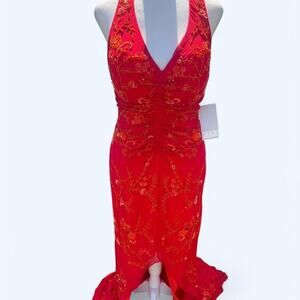 Women's Red and Orange Dress
